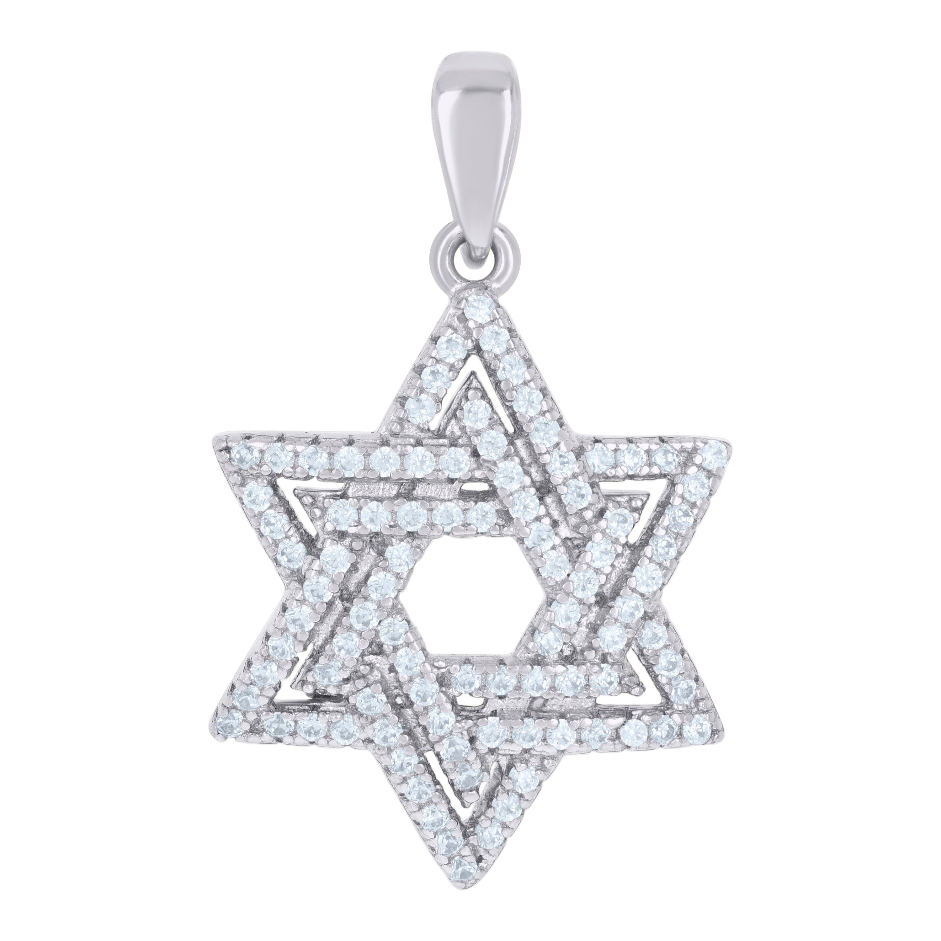 925 Sterling Silver Mens Cubic-Zirconia Star Of David Symbol Religious Charm Pendant