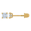 14Kt Yellow Gold Womens Princess-Cut Cubic-Zirconia 3mm Square Stud Earrings