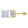 14Kt Yellow Gold Womens Princess-Cut Cubic-Zirconia 6mm Square Stud Earrings