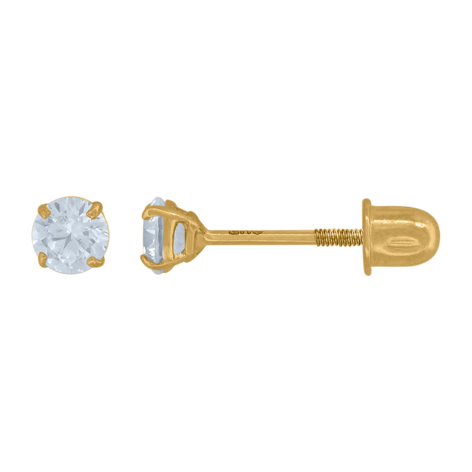 14Kt Yellow Gold Womens Cubic-Zirconia 3mm Round Stud Earrings