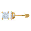 14Kt Yellow Gold Womens Princess-Cut Cubic-Zirconia 4mm Square Stud Earrings