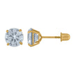 14Kt Yellow Gold Womens Cubic-Zirconia 6mm Round Stud Earrings