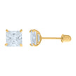 14Kt Yellow Gold Womens Princess-Cut Cubic-Zirconia 5mm Square Stud Earrings