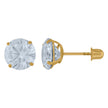 14Kt Yellow Gold Womens Cubic-Zirconia 7mm Round Stud Earrings