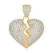 10kt Yellow Gold Womens Cubic Zirconia Heart Red Enamel Break Charm Pendant