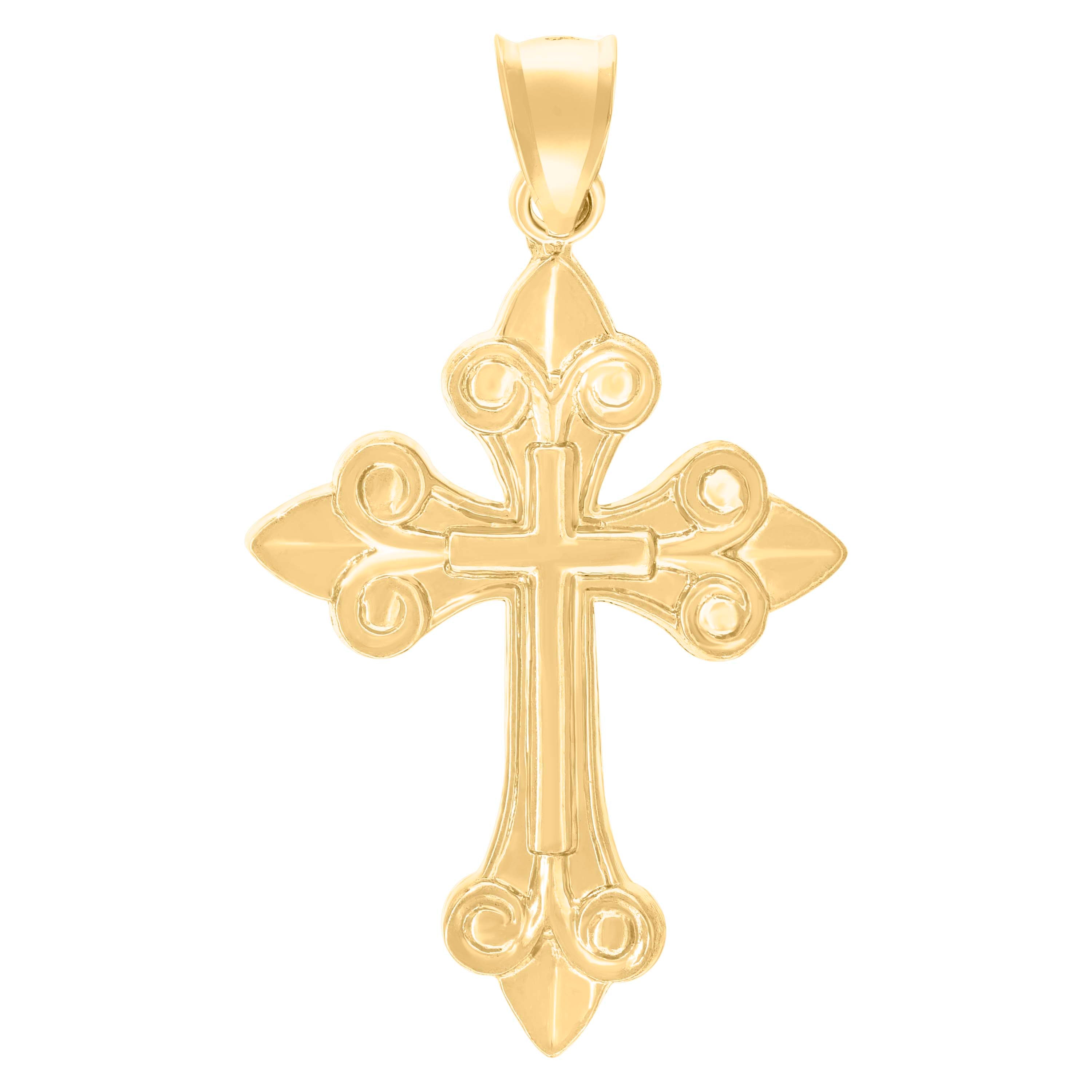 10kt Yellow Gold Mens Cross Religious Charm Pendant