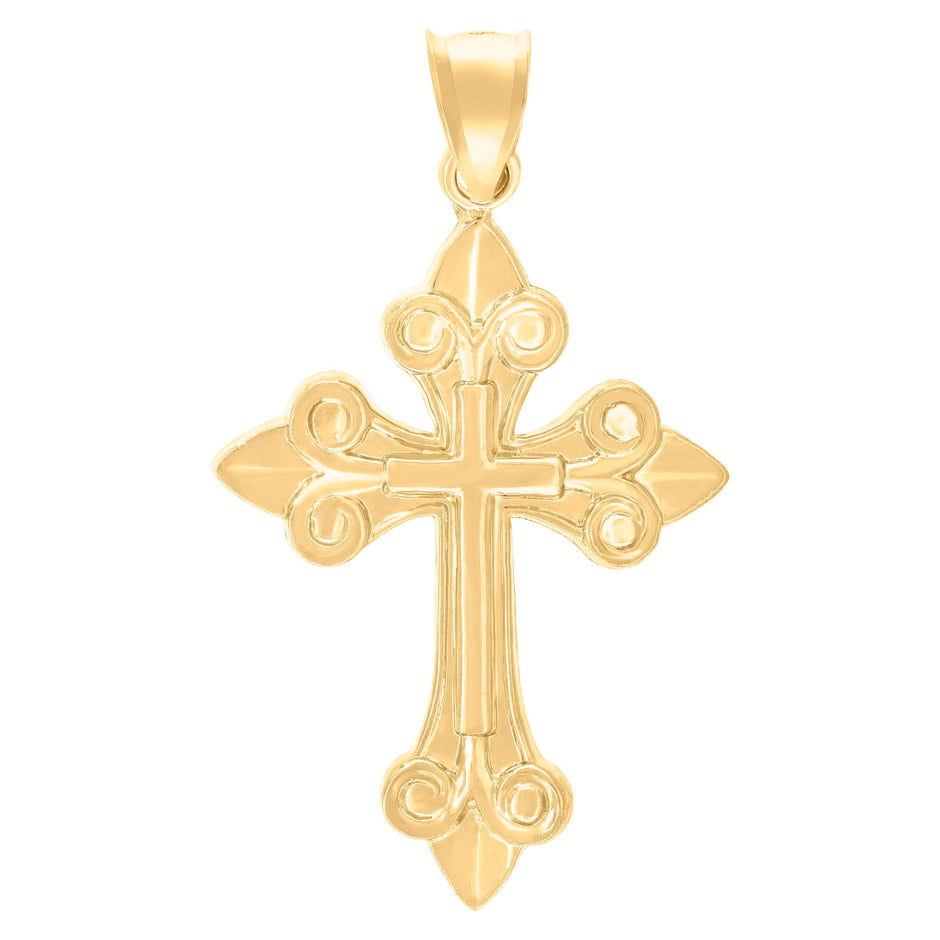 10kt Yellow Gold Mens Cross Religious Charm Pendant