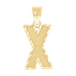 10kt Yellow Gold Unisex Textured Initial Letter X Charm Pendant