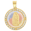 10kt Tri-Tone Gold Unisex Cubic Zirconia Cubic-Zirconia Lady Of Guadalupe Religious Pendant