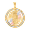 10kt Tri-Tone Gold Unisex Cubic Zirconia Cubic-Zirconia Lady Of Guadalupe Religious Pendant