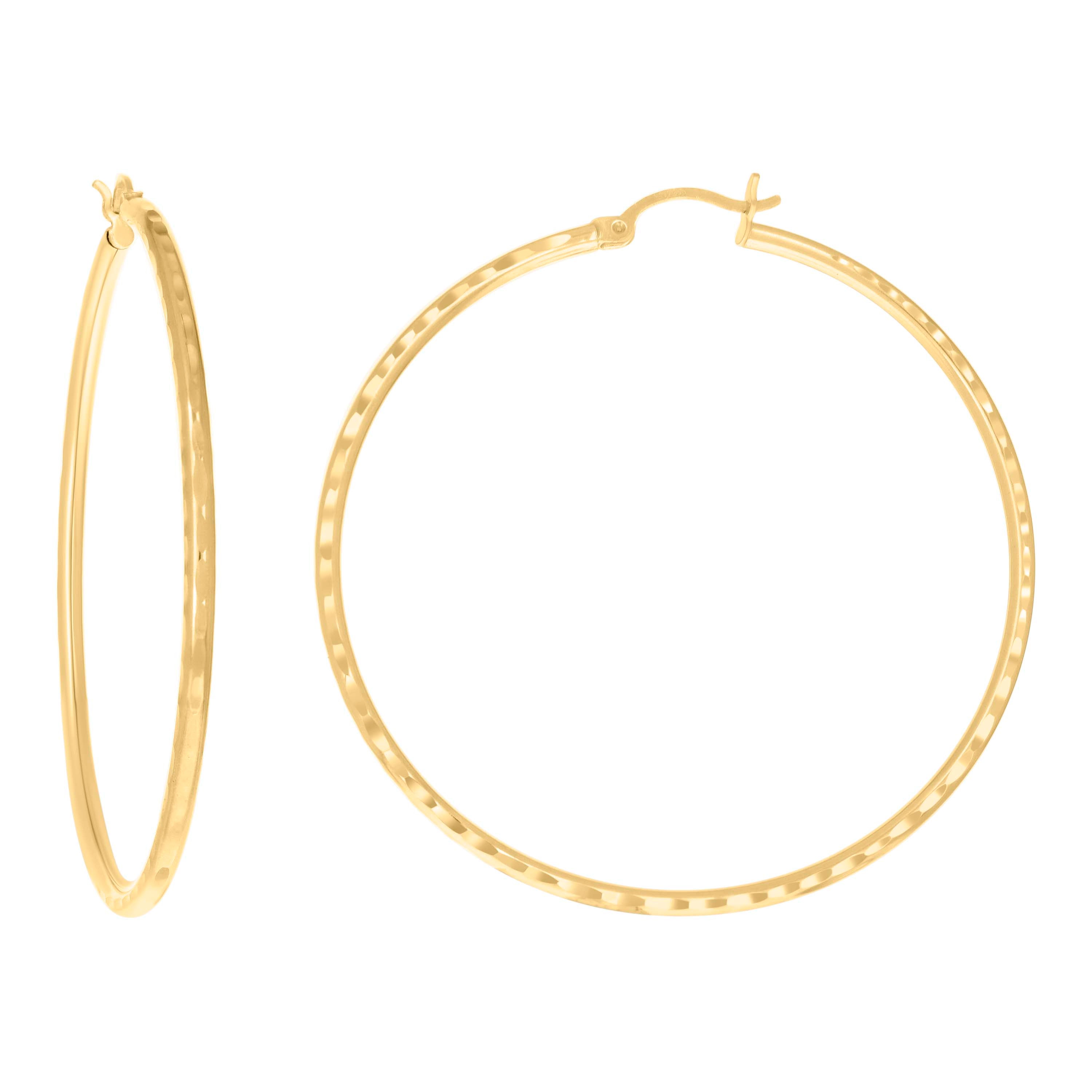 10kt Yellow Gold Womens Ultra Light Round Tube 2mm X 55mm Hinged Hoops Huggies - SLV-101815