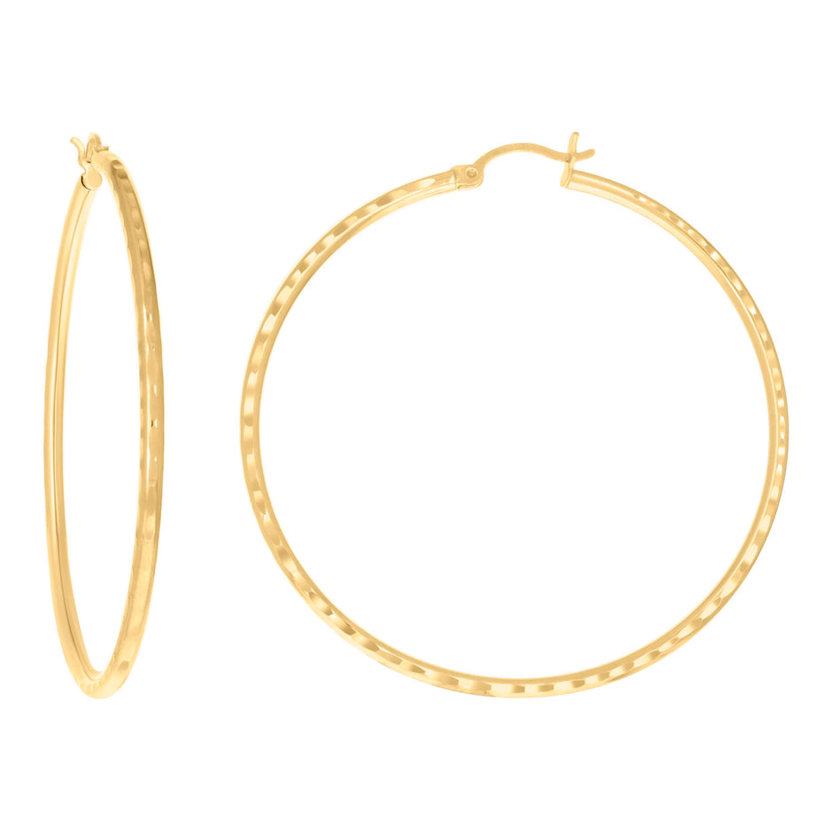 10kt Yellow Gold Womens Ultra Light Round Tube 2mm X 55mm Hinged Hoops Huggies - SLV-101815