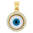 10kt Yellow Gold Unisex Cubic-Zirconia Evil Eye Blue White Enamel Charm Pendant