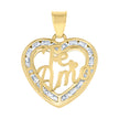 10kt Yellow Gold Womens Cubic-Zirconia Te Amo Love Heart Charm Pendant