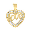 10kt Yellow Gold Womens Cubic-Zirconia Polished Finish Love Heart Charm Pendant