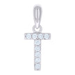 925 Sterling Silver Unisex Cubic-Zirconia Initial Alphabet T Charm Pendant