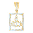 925 Sterling Silver Yellow-Tone Unisex Cubic Zirconia Religious Allah Charm Pendant