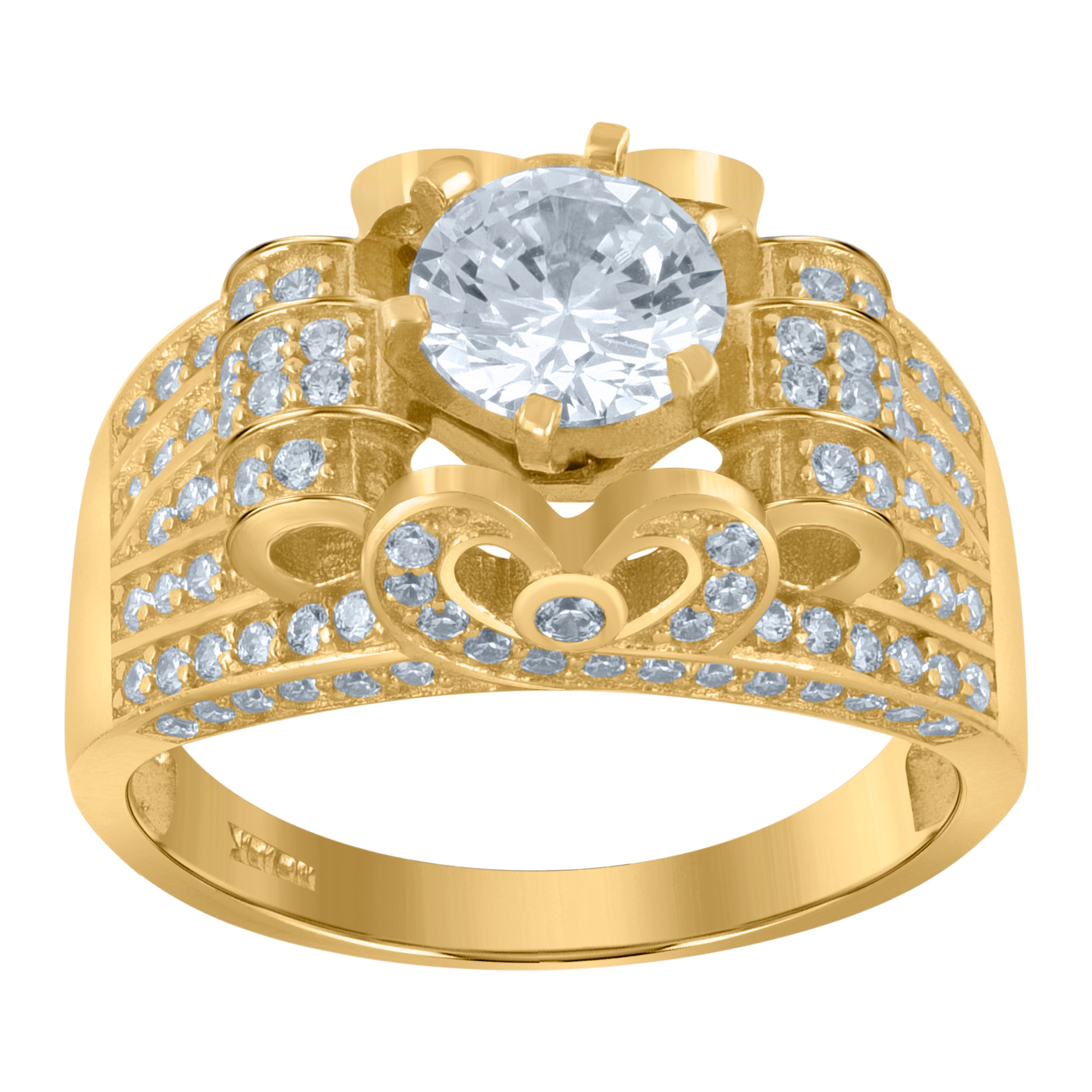 10kt Two-Tone Gold Womens Cubic Zirconia Engagement Ring