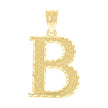 10kt Yellow Gold Unisex Diamond-Cut Initial Letter B Charm Pendant