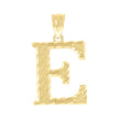 10kt Yellow Gold Unisex Diamond-Cut Initial Letter E Charm Pendant