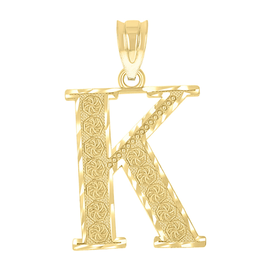 10Kt Gold Initial "K" Letter Pendant