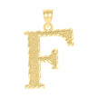 10kt Two-Tone Gold Diamond-Cut Mens Letter F Initial Charm Pendant