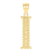 10kt Yellow Gold Unisex Diamond-Cut Initial Letter I Charm Pendant
