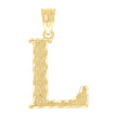 10kt Yellow Gold Unisex Diamond-Cut Letter L Initial Charm Pendant