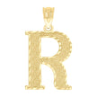 10kt Yellow Gold Unisex Diamond-Cut Initial Letter R Charm Pendant