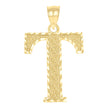 10kt Yellow Gold Unisex Diamond-Cut Initial Letter T Charm Pendant