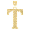 10kt Yellow Gold Unisex Diamond-Cut Initial Letter T Charm Pendant