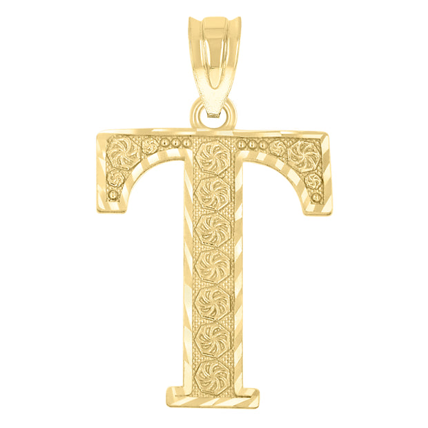 10Kt Gold Initial "T" Letter Pendant