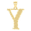 10kt Yellow Gold Unisex Diamond-Cut Initial Letter Y Charm Pendant