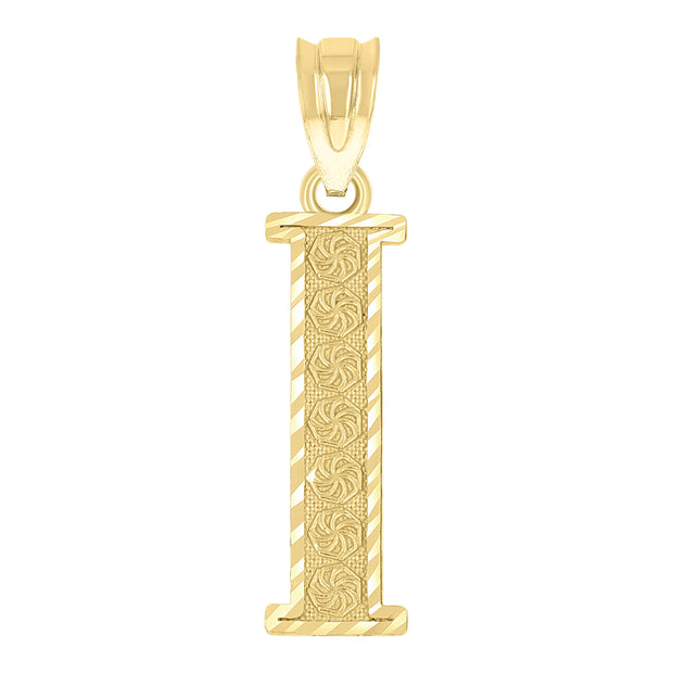 10Kt Gold Initial "I" Letter Pendant