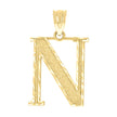 10kt Yellow Gold Unisex Diamond-Cut Initial Letter N Charm Pendant