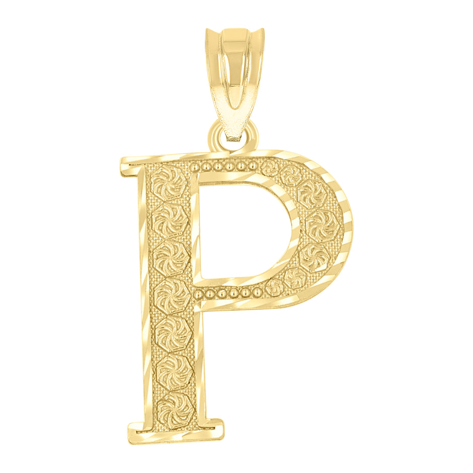 10Kt Gold Initial "P" Letter Pendant