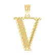 10kt Yellow Gold Unisex Diamond-Cut Initial Letter V Charm Pendant