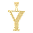 10kt Yellow Gold Unisex Diamond-Cut Initial Letter Y Charm Pendant