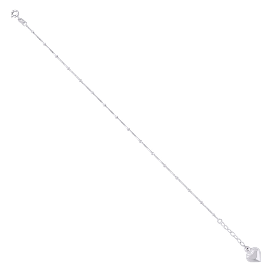925 Sterling Silver Women Fashion Heart Anklet