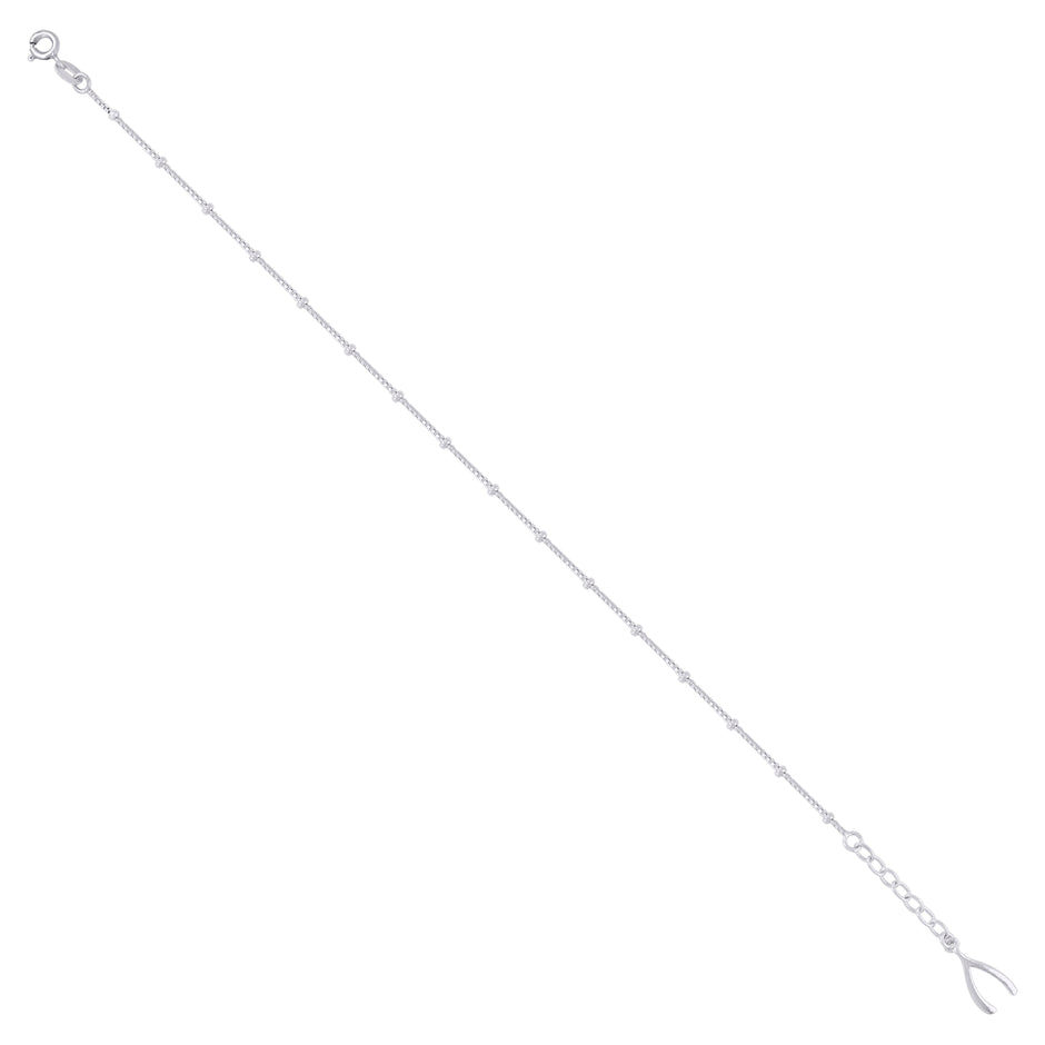 925 Sterling Silver Women Fashion Wish Bone Anklet