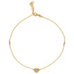 14Kt Two-Tone Gold Womens Polished Finish Textured Heart Beaded Anklet
