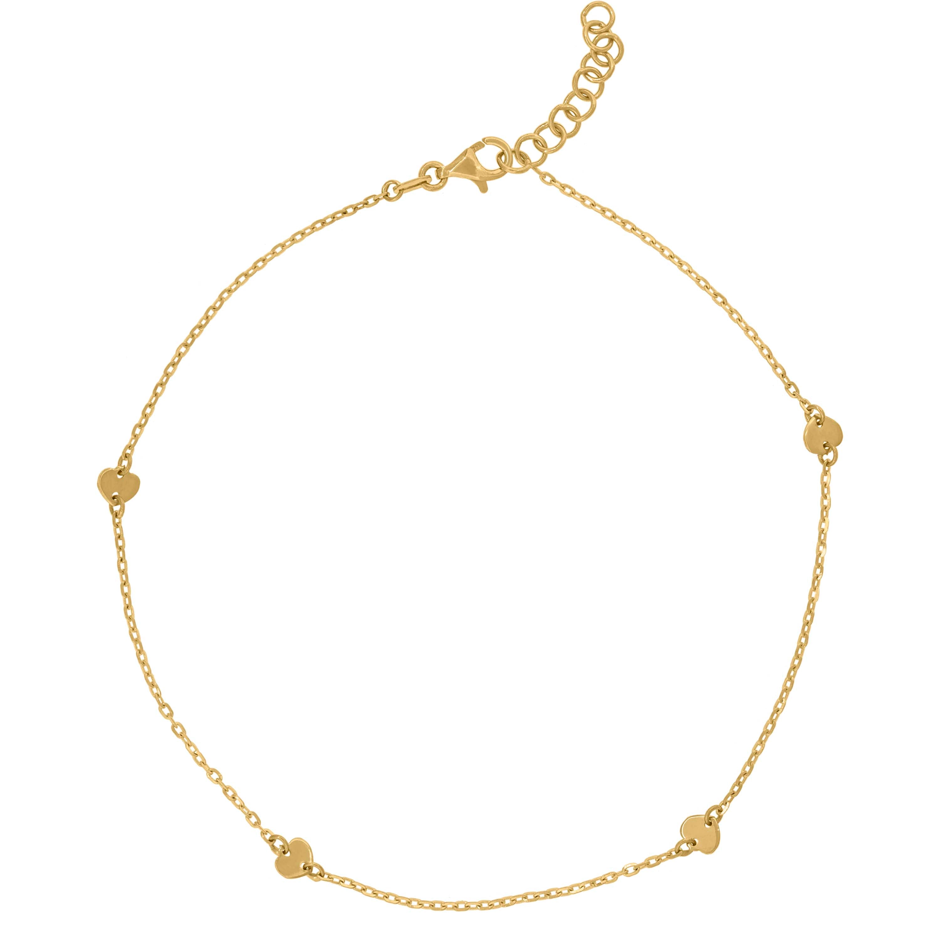 14Kt Yellow Gold Womens Polished Finish Heart Anklet