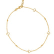 14Kt Yellow Gold Womens Polished Finish Textured Heart Beaded Anklet