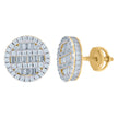 925 Sterling Silver Yellow-Tone Womens Baguette Cubic Zirconia Round Stud Earrings