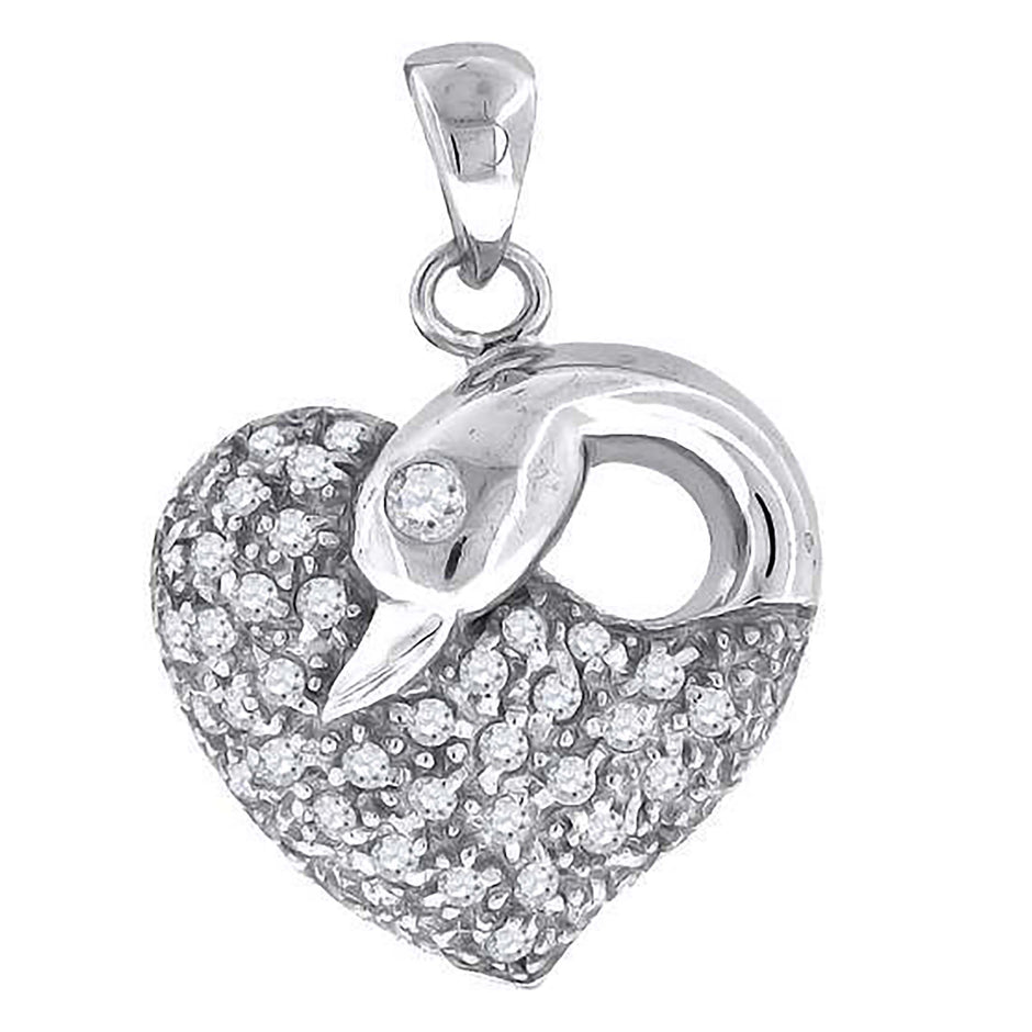 925 Sterling Silver Womens Cubic Zirconia Heart Charm Pendant