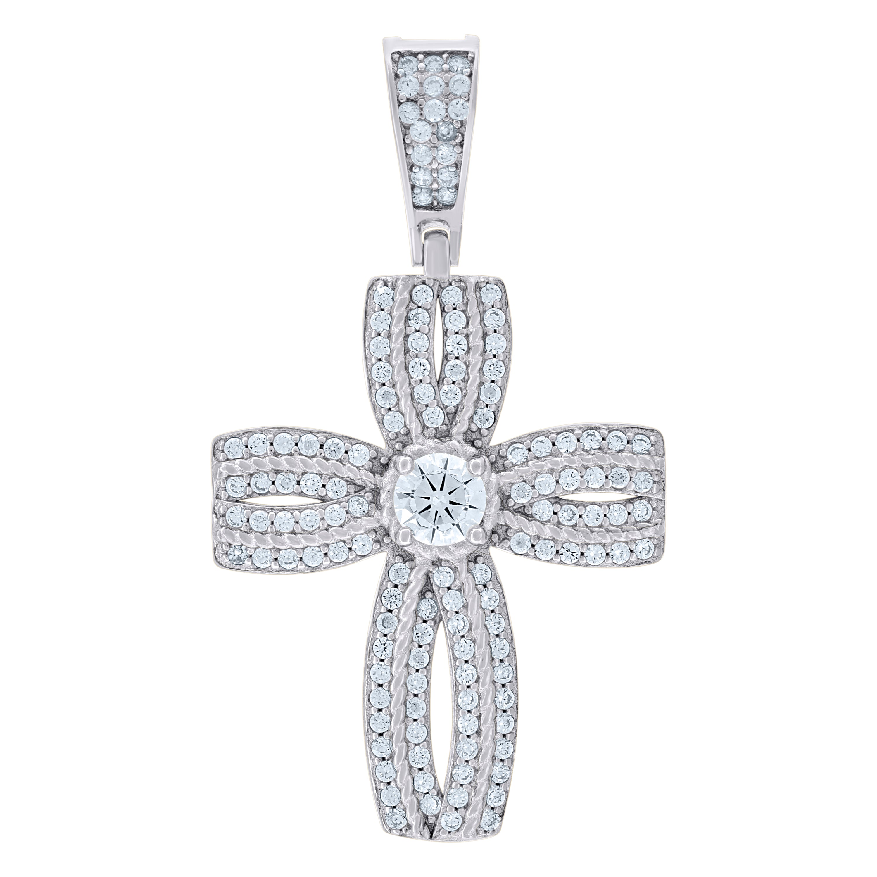 925 Sterling Silver Yellow-Tone Mens Cubic-Zirconia Cross Religious Charm Pendant 