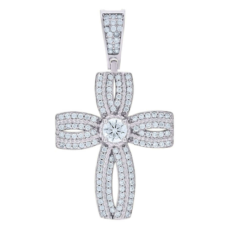 925 Sterling Silver Yellow-Tone Mens Cubic-Zirconia Cross Religious Charm Pendant 