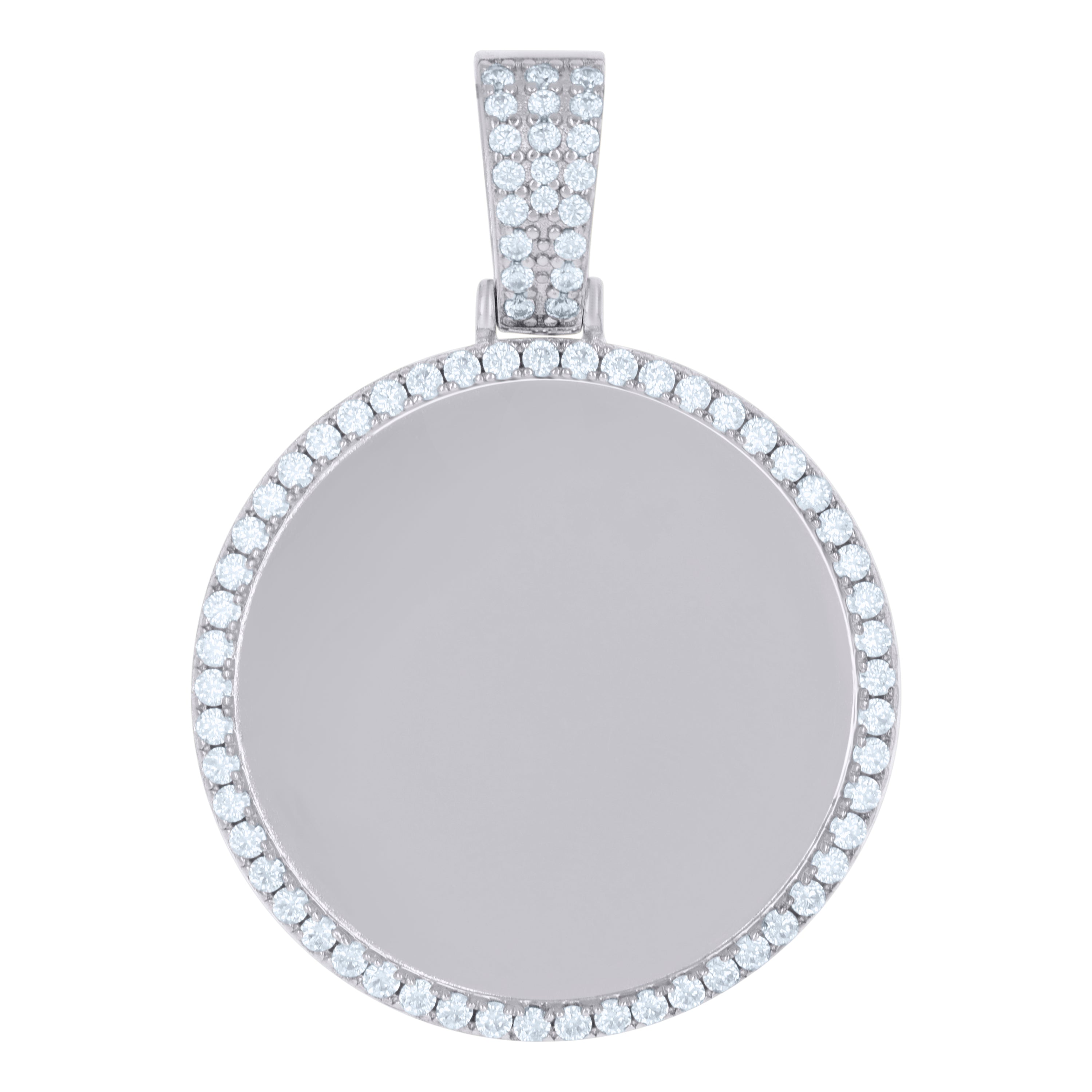 925 Sterling Silver Mens Cubic-Zirconia Picture Frame Charm Pendant