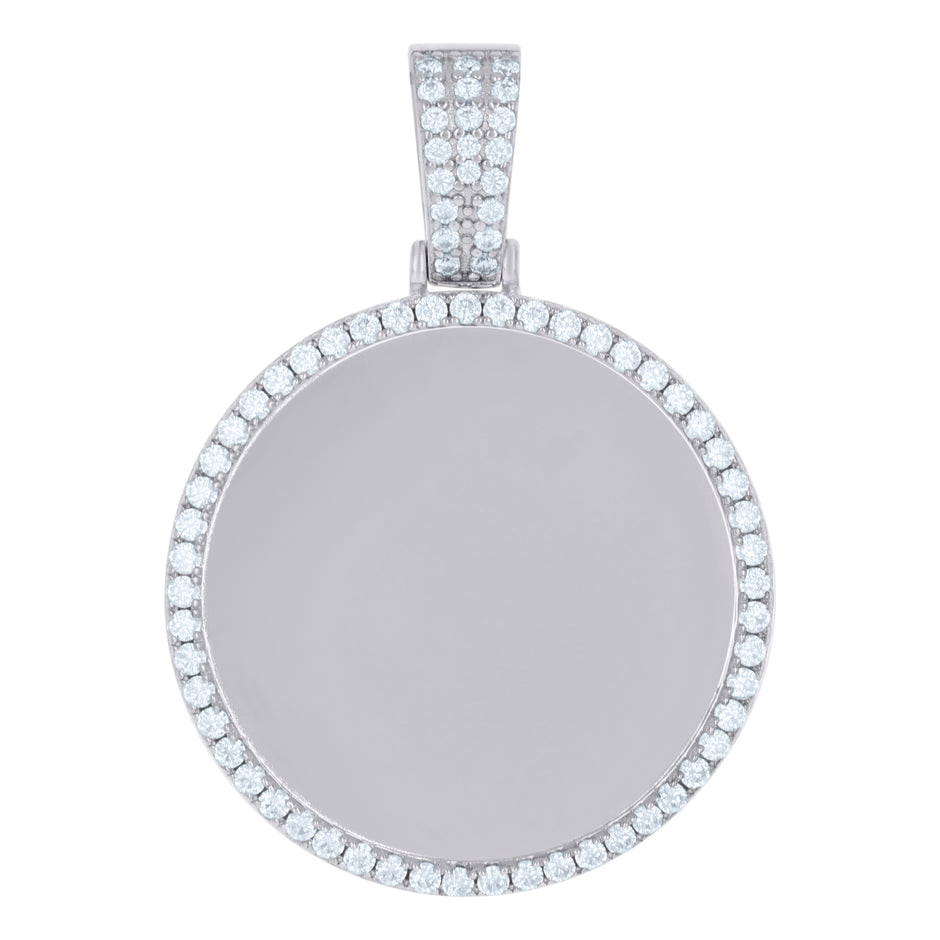 925 Sterling Silver Mens Cubic-Zirconia Picture Frame Charm Pendant