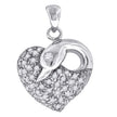 925 Sterling Silver Womens Cubic Zirconia Heart Charm Pendant